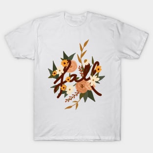 Fall Flowers and Typpography T-Shirt